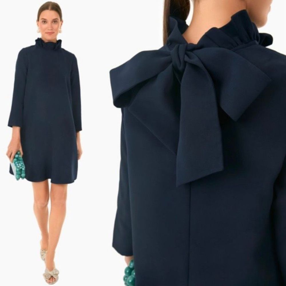 NEW Tuckernuck Dress Daphne Navy Blue Bow Back Mini Dress Size XS